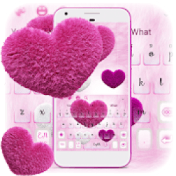 Pink heart Fluffy Keyboard आइकन