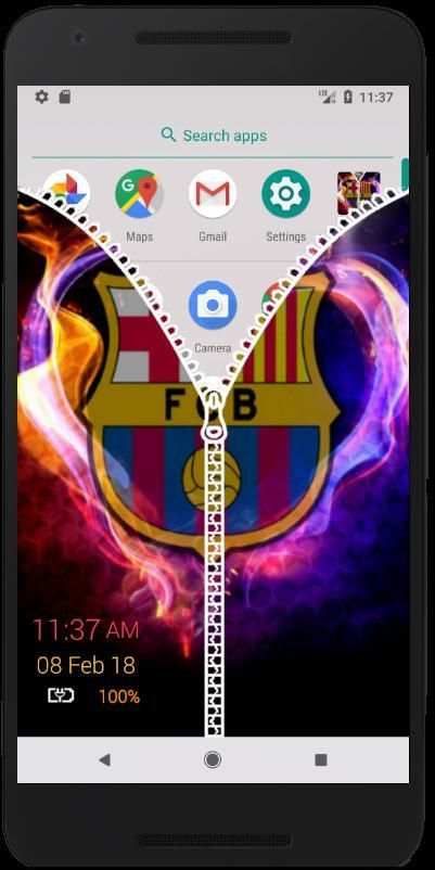 FC Barcelona zipper lock screen स्क्रीनशॉट 3