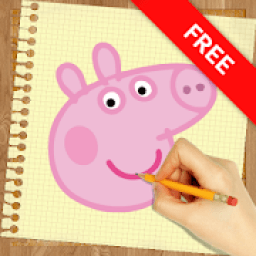 how to draw Peppa Pig icon