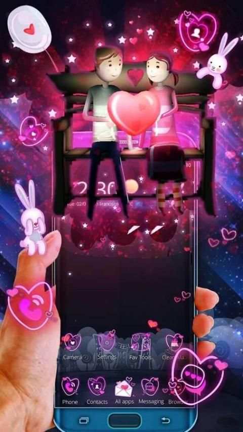 3D Valentine Couple Night Theme screenshot 2