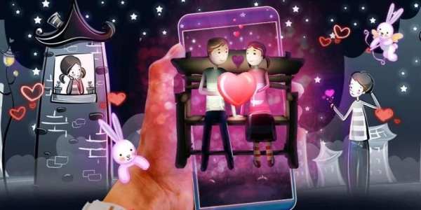 3D Valentine Couple Night Theme screenshot 1