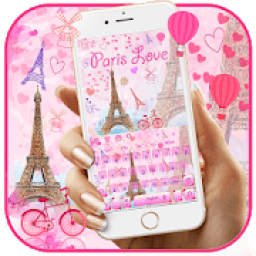 ikon Romantic Pink Paris Love Keyboard Theme
