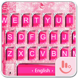 ikon Pink Flower Diamond Pricess Keyboard Theme