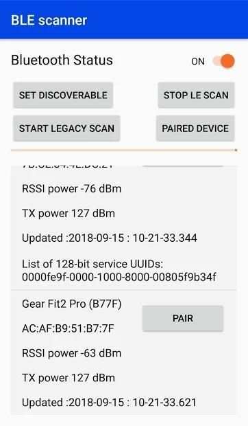 BLE scanner screenshot 4