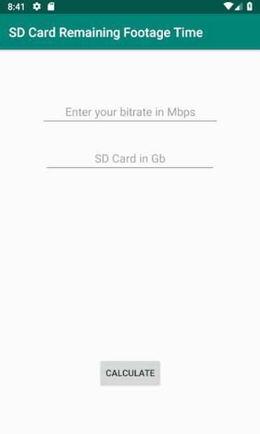 SD Card Footage Remaining Calculator screenshot 2