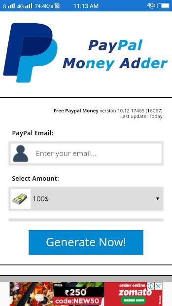free money via paypal generator no human verification