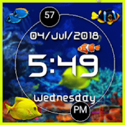LED Digital Clock with Aquarium live wallpaper आइकन