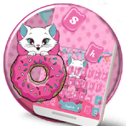 ikon Cute Pink Donut Cat Keyboard Theme