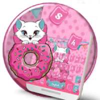 Cute Pink Donut Cat Keyboard Theme on 9Apps