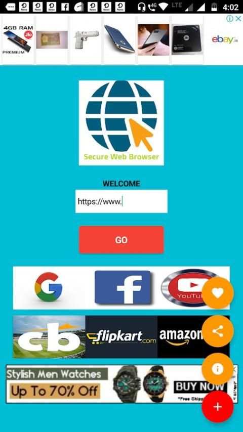 Secure Web Browser स्क्रीनशॉट 1