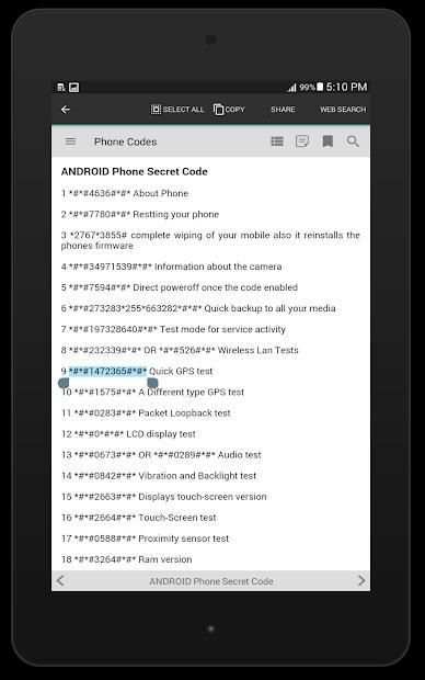 Phones Secret Codes screenshot 5