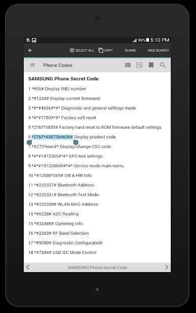 Phones Secret Codes screenshot 3