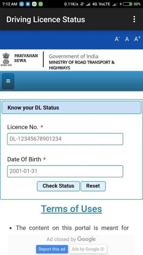 Driving Licence Status screenshot 2