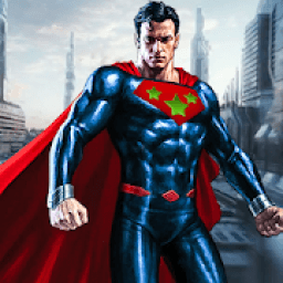 ikon Flying Superhero Man Fighting City Rescue Mission