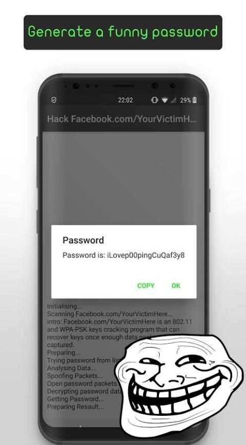 FB Hack Prank : Best Facebook TROLL App screenshot 1