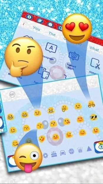 Blue Glitter Diamond Cat Keyboard Theme screenshot 1