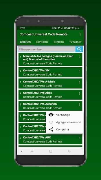 Códigos universales para Comcast (Smart control) स्क्रीनशॉट 8