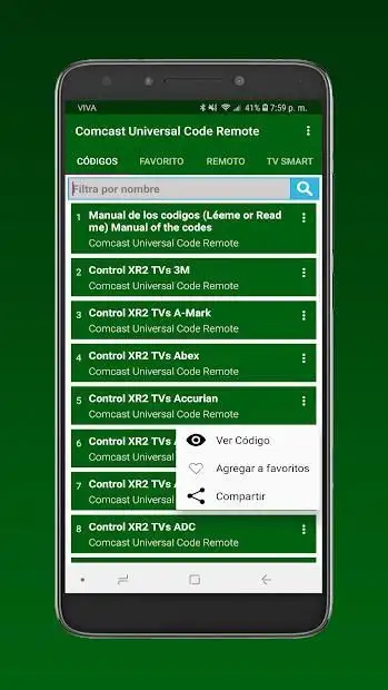 Códigos universales para Comcast (Smart control) screenshot 8