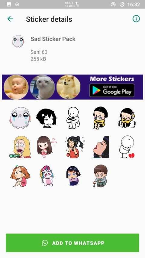 Sad Stickers for WhatsApp - WAStickerApps screenshot 4