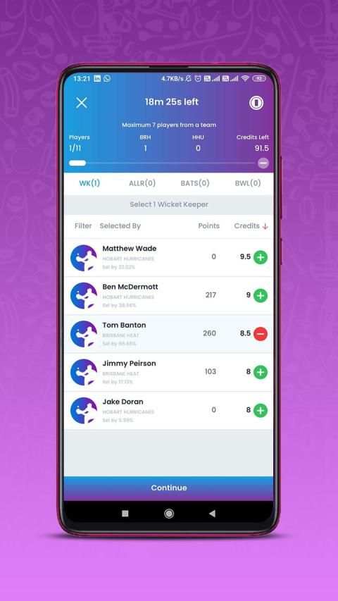11Wickets: Daily Fantasy Cricket screenshot 3