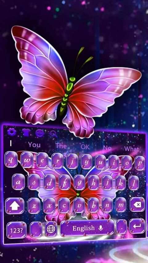 Purple Crystal Butterfly Keyboard Theme स्क्रीनशॉट 3