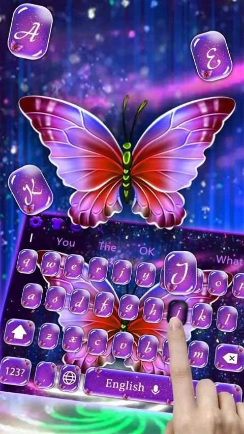 Purple Crystal Butterfly Keyboard Theme स्क्रीनशॉट 2