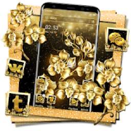 Luxury Gold Flower Launcher Theme