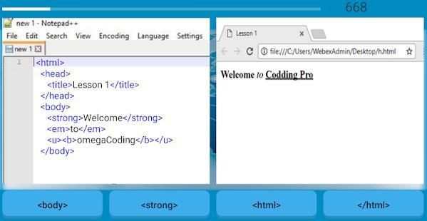 OmegaCoding - Learning Web Development by Games screenshot 2