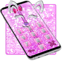 ikon Pink Shiny Kitty Zipper Lock