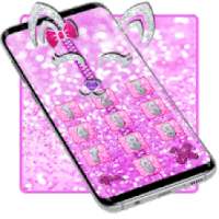 Pink Shiny Kitty Zipper Lock