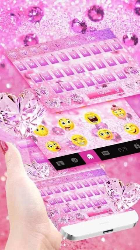 Tema Keyboard Diamond Pink screenshot 1