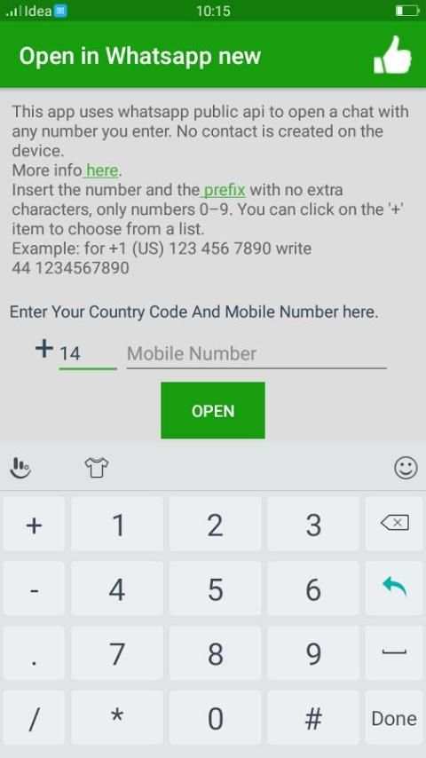 Open In Whatsapp Free 2018 screenshot 2