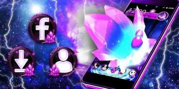 Neon Purple Crystal 3D Theme screenshot 1