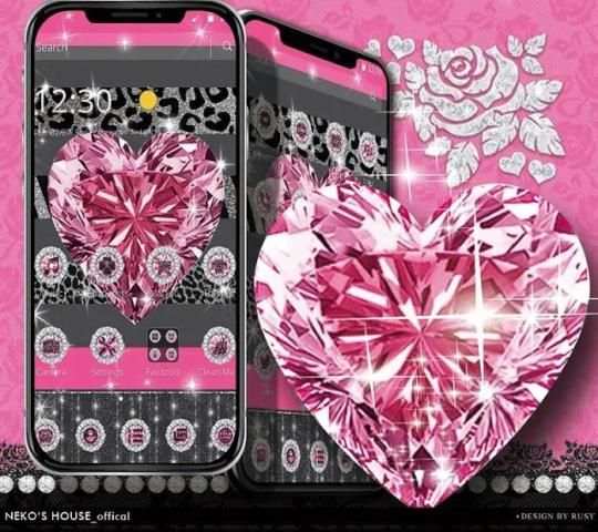 Pink Diamond Love Heart Theme screenshot 1