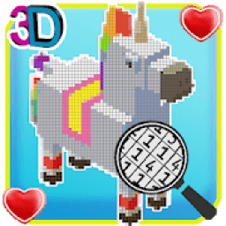 Unicorn 3D Build and color by number game icon