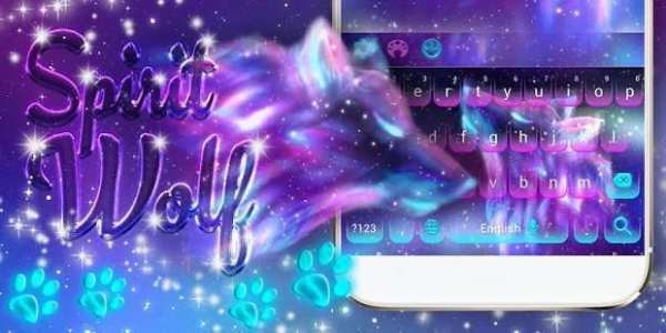 Night Sky Spirit Wolf Keyboard Theme screenshot 1