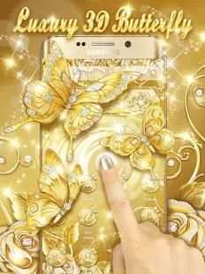 3D Gold Diamond Butterfly Theme स्क्रीनशॉट 5