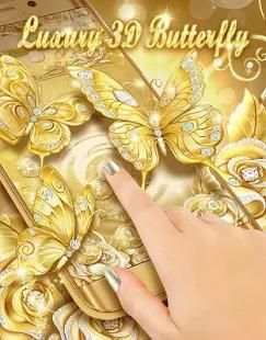 3D Gold Diamond Butterfly Theme स्क्रीनशॉट 1