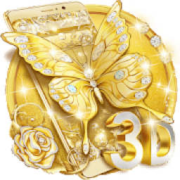 3D Gold Diamond Butterfly Theme आइकन