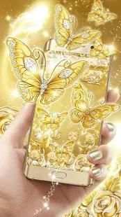 3D Gold Diamond Butterfly Theme स्क्रीनशॉट 2