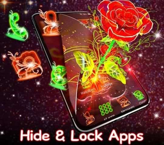 3D Neon Red Rose Launcher स्क्रीनशॉट 4