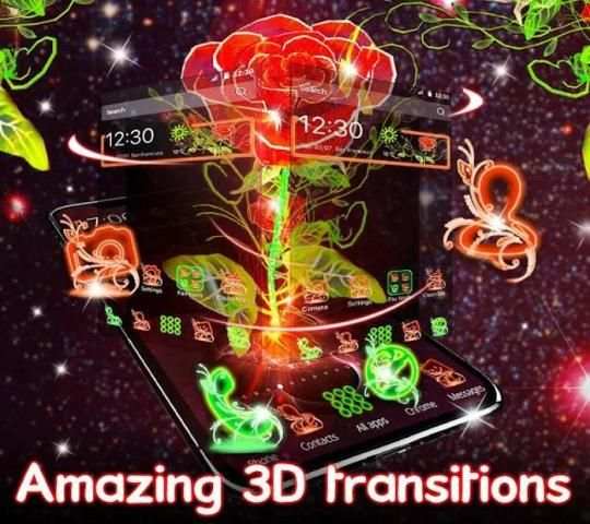 3D Neon Red Rose Launcher स्क्रीनशॉट 5