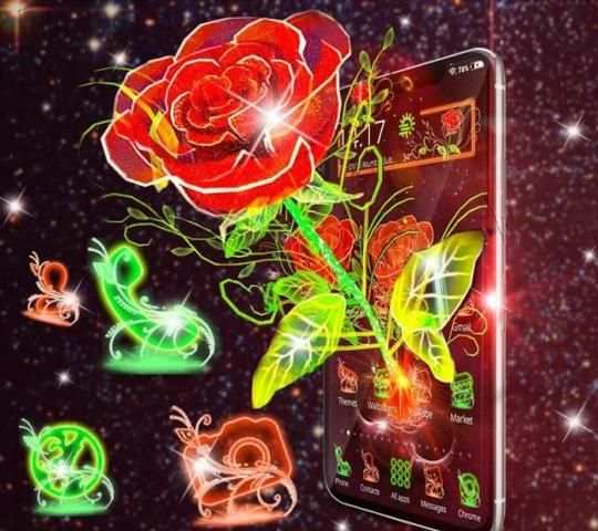 3D Neon Red Rose Launcher स्क्रीनशॉट 6