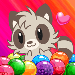Sweet animal babies bubble shooter Raccoon rescue icon