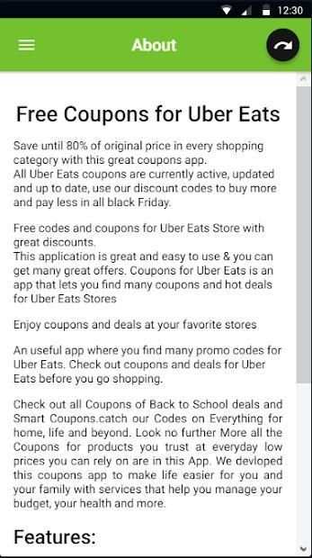 Coupons For Uber Eats: Local Food Delivery screenshot 1