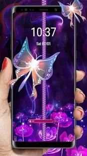 Neon Butterfly Zipper Lock Theme screenshot 3