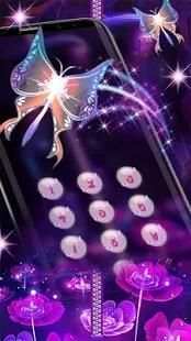 Neon Butterfly Zipper Lock Theme screenshot 2