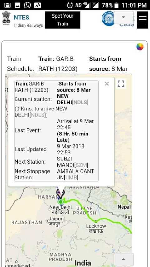 Live Train Status Enquiry Indian Railway on Map स्क्रीनशॉट 7
