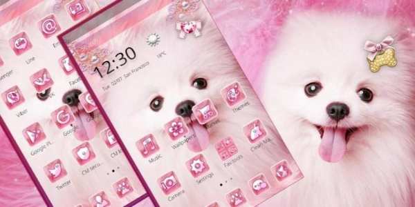 Tema Pink Cute Puppy screenshot 1