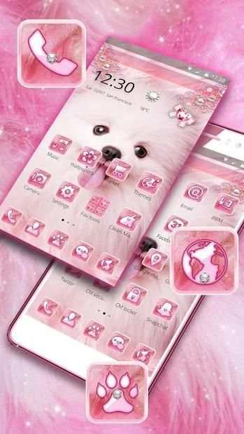 Tema Pink Cute Puppy screenshot 3